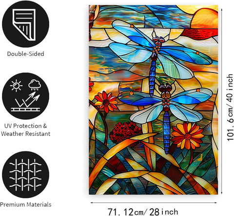 DZGlobal dragonfly flag side angle showing vivid print for outdoor display