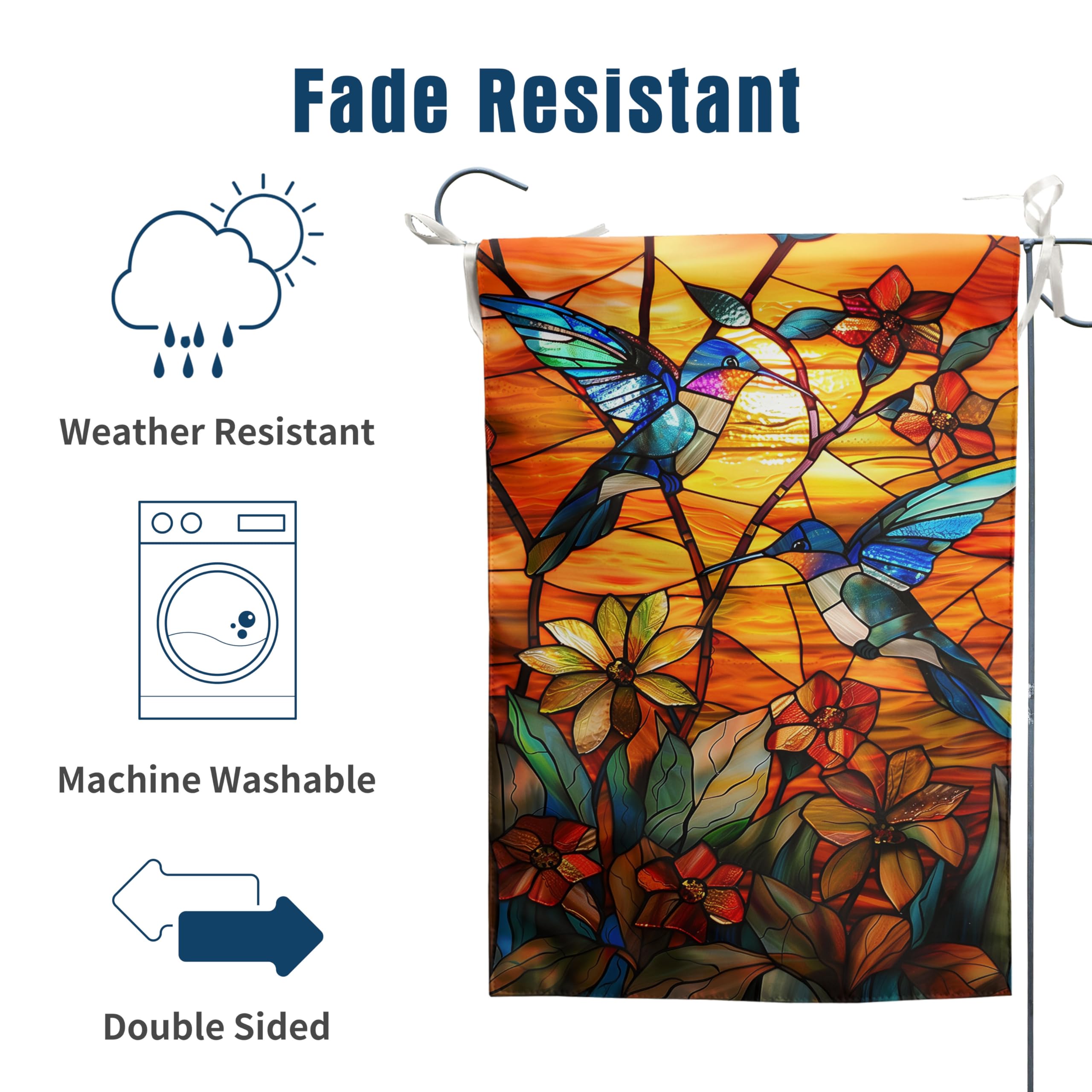 DZGlobal stained glass hummingbird flag double-sided design offers full visibility from both sides