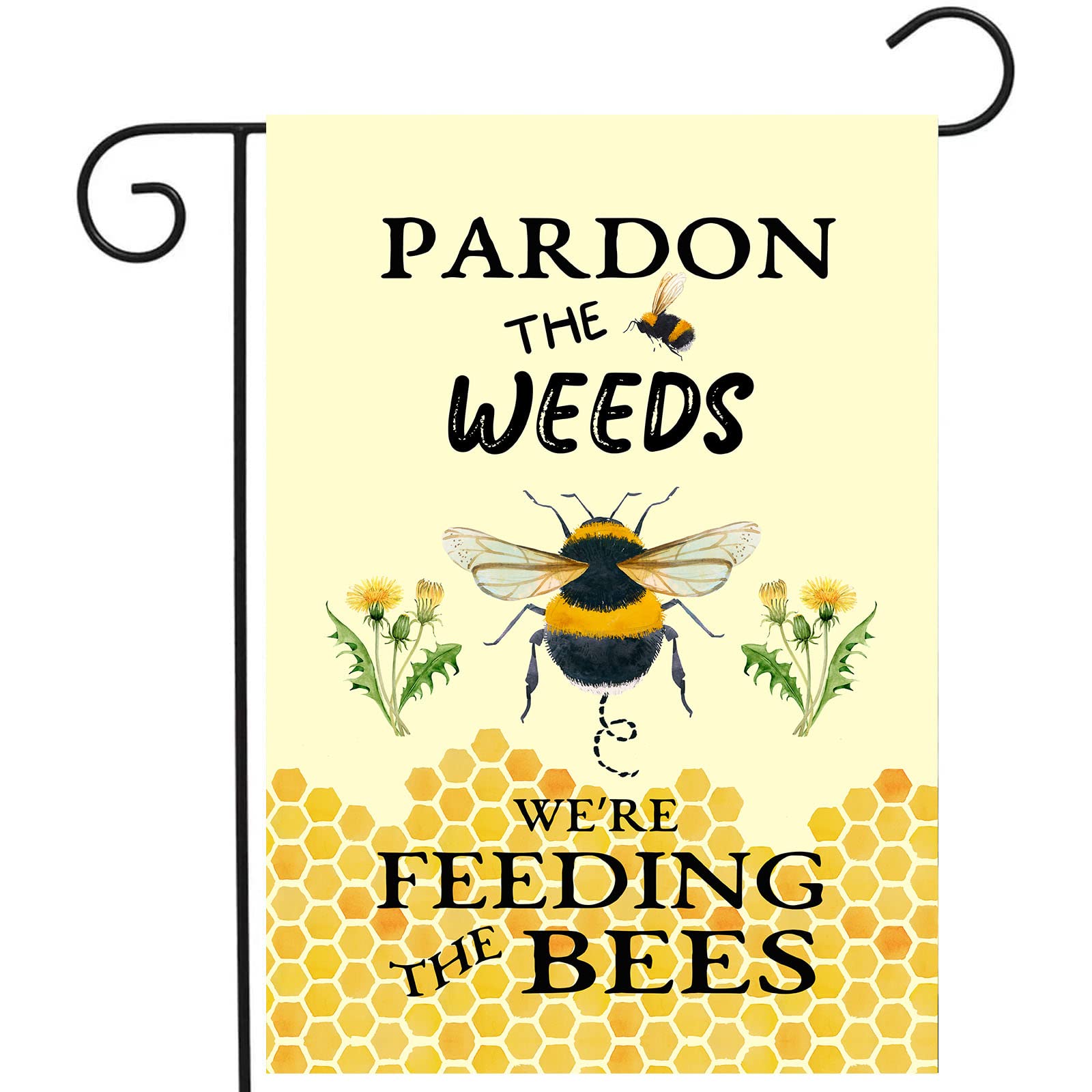DZGlobal Summer Bee Flag with pardon the weeds design for outdoor curb appeal