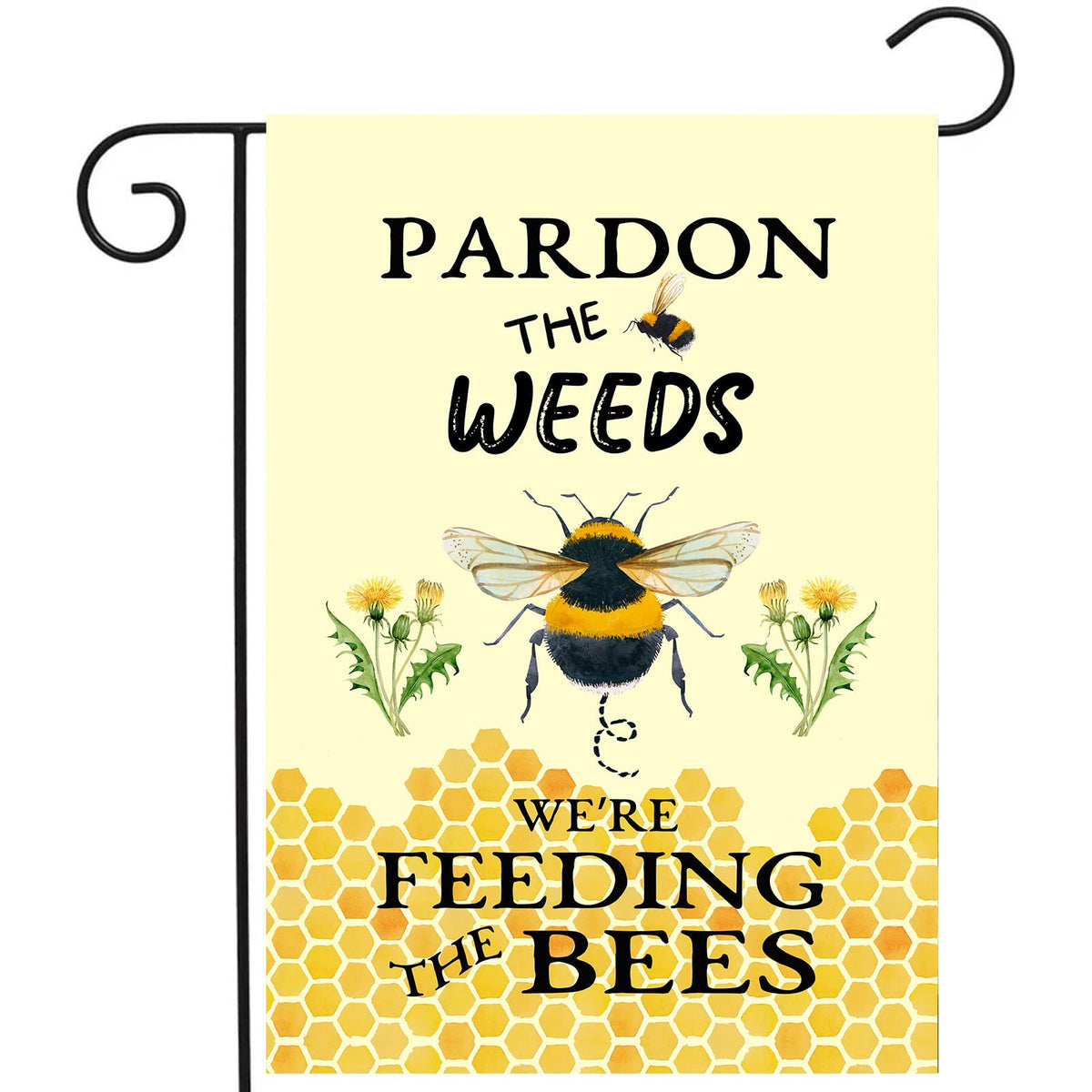 DZGlobal Summer Bee Flag with pardon the weeds design for outdoor curb appeal