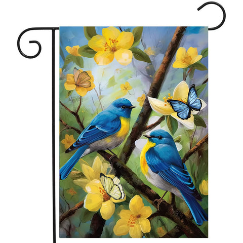 DZGlobal floral bluebird flag brightens outdoor spaces with garden color