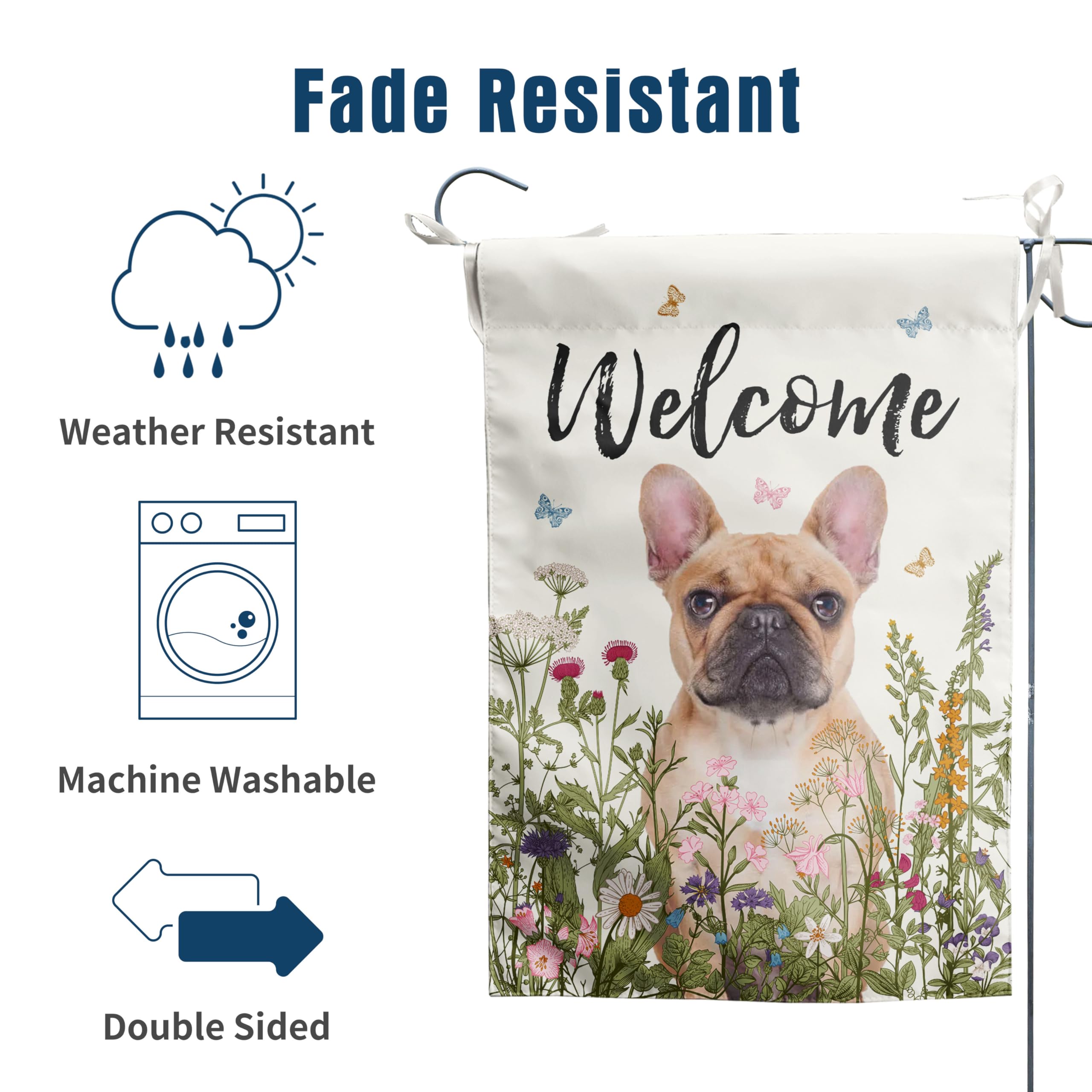 DZGlobal sun-kissed floral bulldog flag brings bright color to patios and verandas.