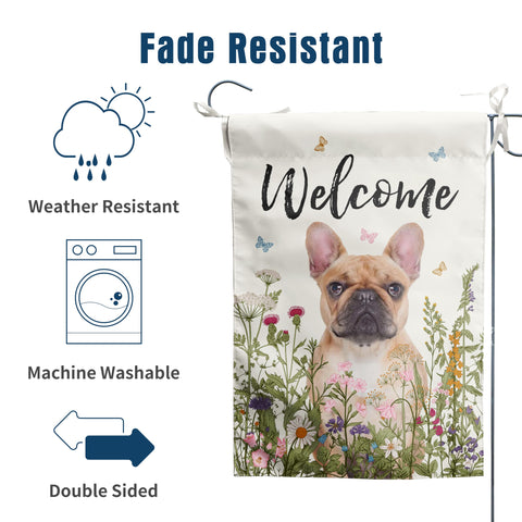 DZGlobal sun-kissed floral bulldog flag brings bright color to patios and verandas.
