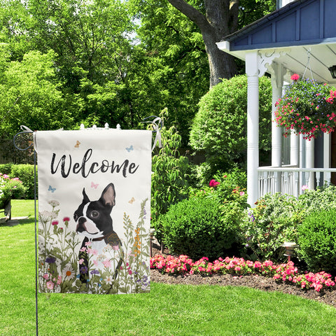 DZGlobal welcome garden flag creates inviting entryways for visitors.