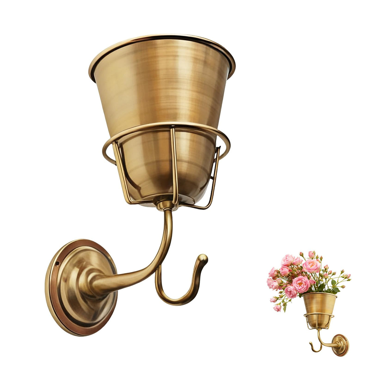 DZHPSRSZ Opal Wall Vessel Gold with hook for effortless wall mounting and floral display.