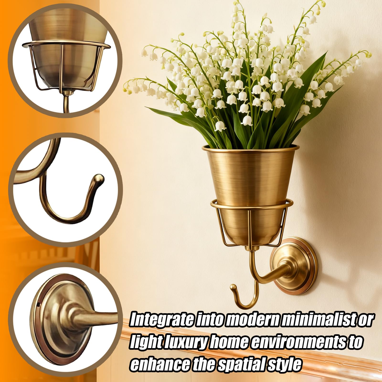 DZHPSRSZ Opal Wall Vessel Gold ideal for flowers or greenery.