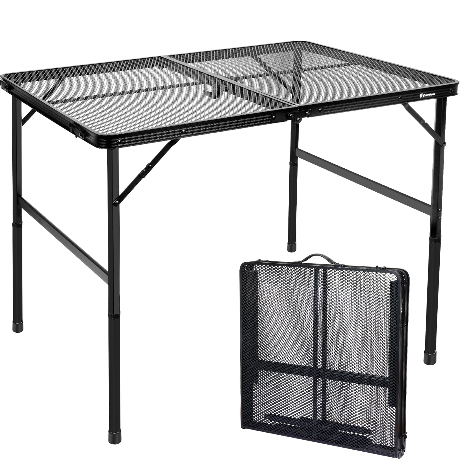 EASTSTORM 4ft folding table with mesh top for easy drainage and stability.