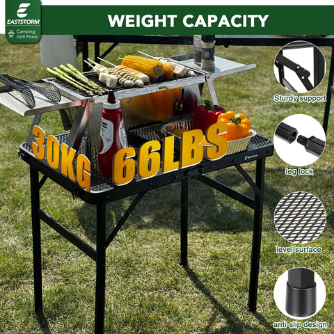 E EASTSTORM picnic table top mesh shows a durable surface for meals outdoors.