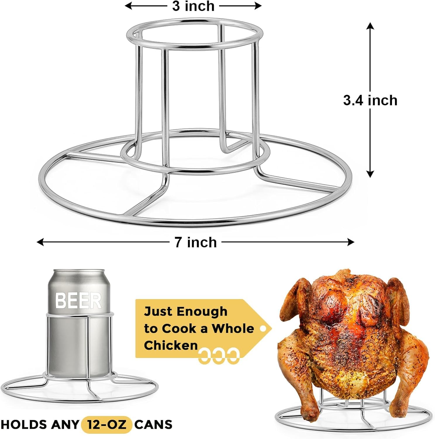 Center raise on E-far holder elevates poultry for even heat