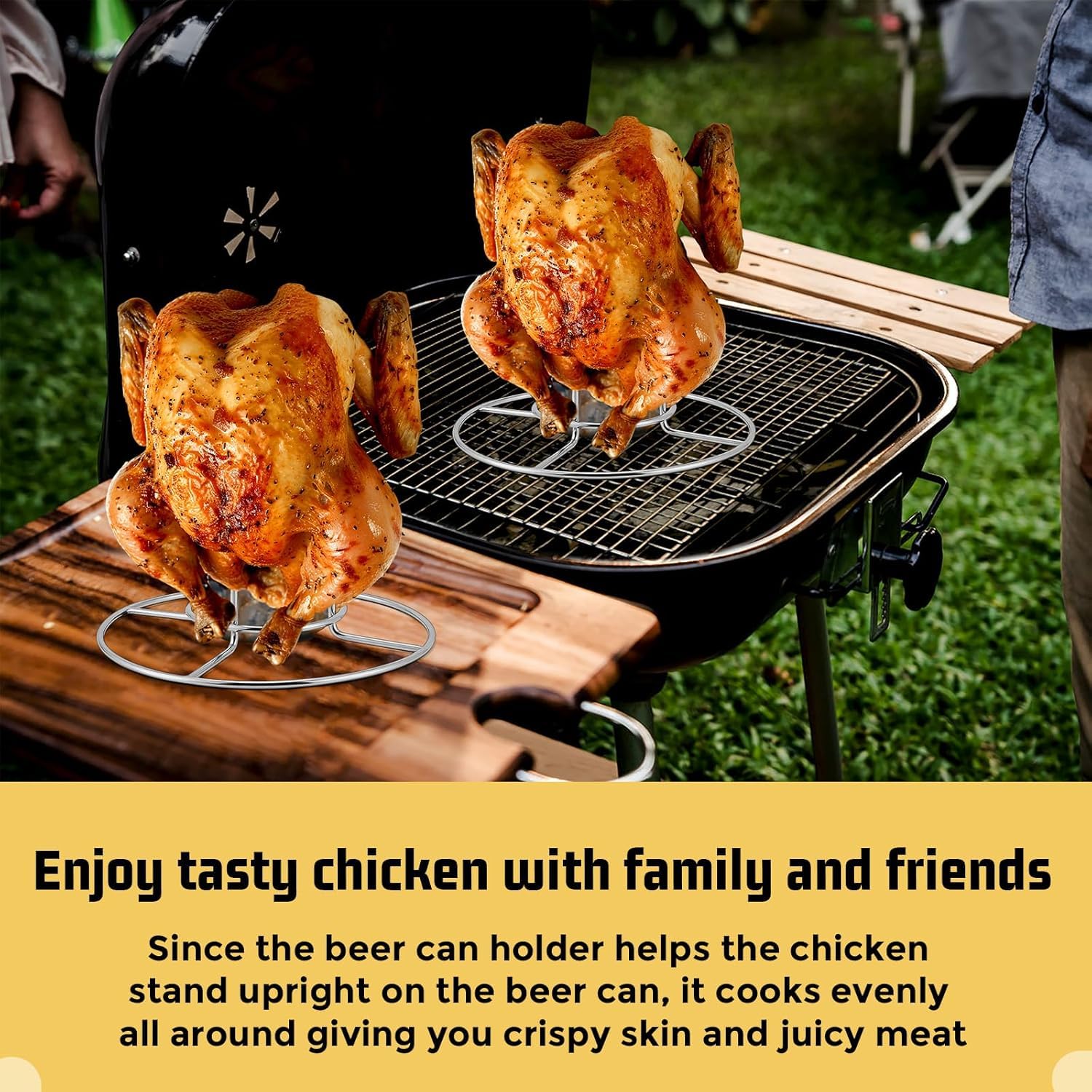Dishwasher-safe E-far beer can chicken holder for easy cleanup