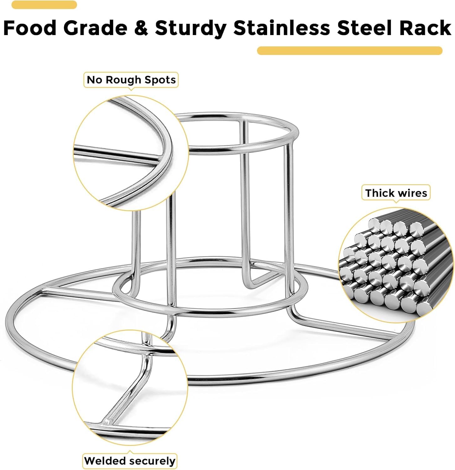 Vertical stand on E-far holder enables upright roasting for juicier results