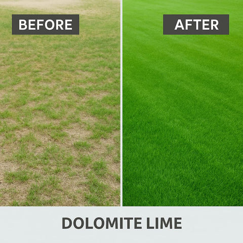 E & LAY dolomite lime powder field-use ready for crop soil improvement.
