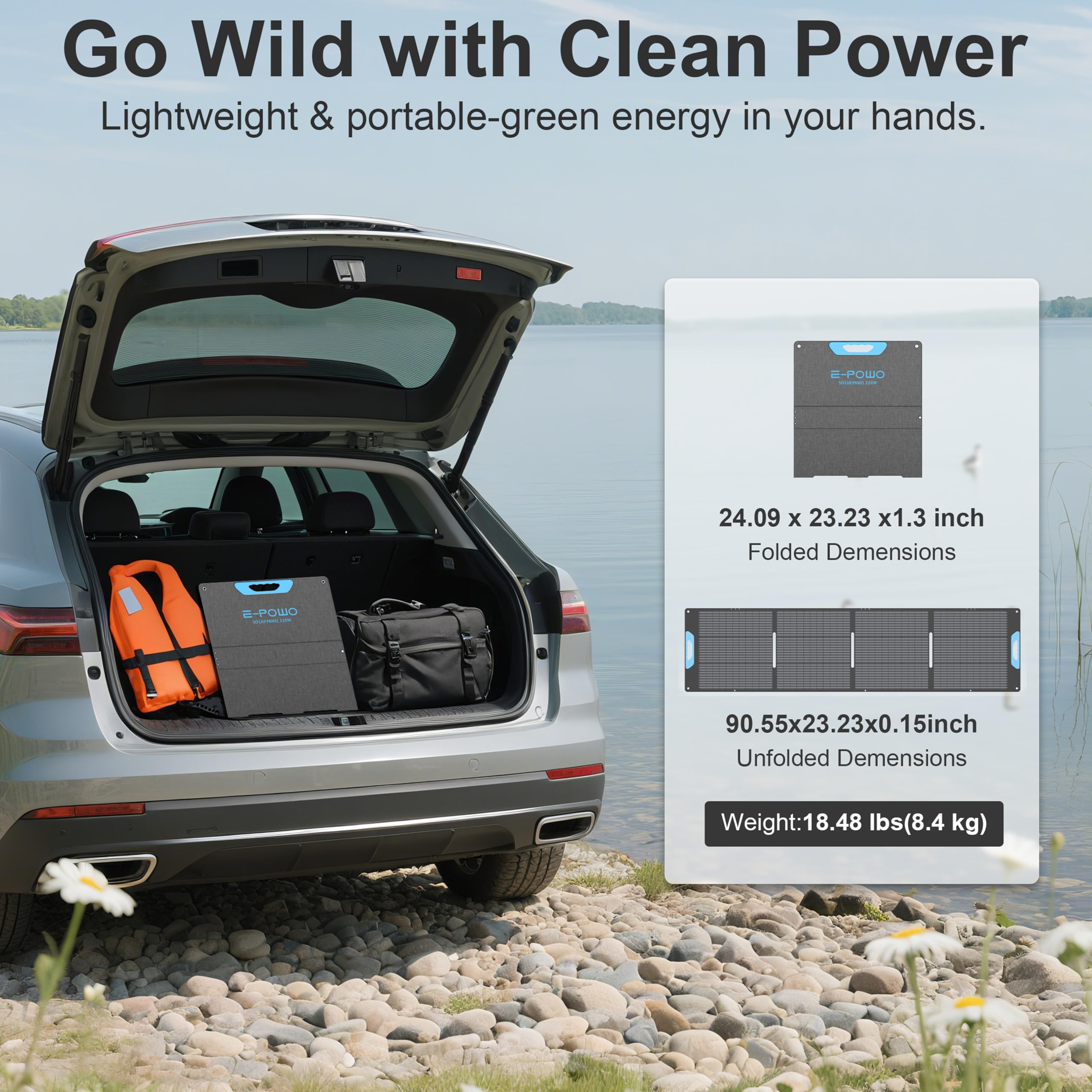 E-POWO 220W rugged Oxford fabric casing and durable frame.