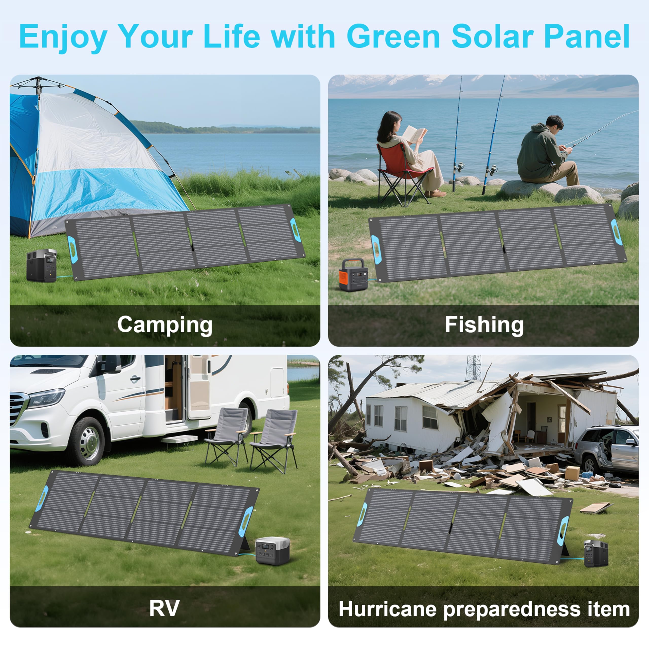 E-POWO 220W mounted on an RV for outdoor power on the go.