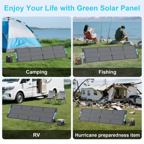 E-POWO 220W mounted on an RV for outdoor power on the go.
