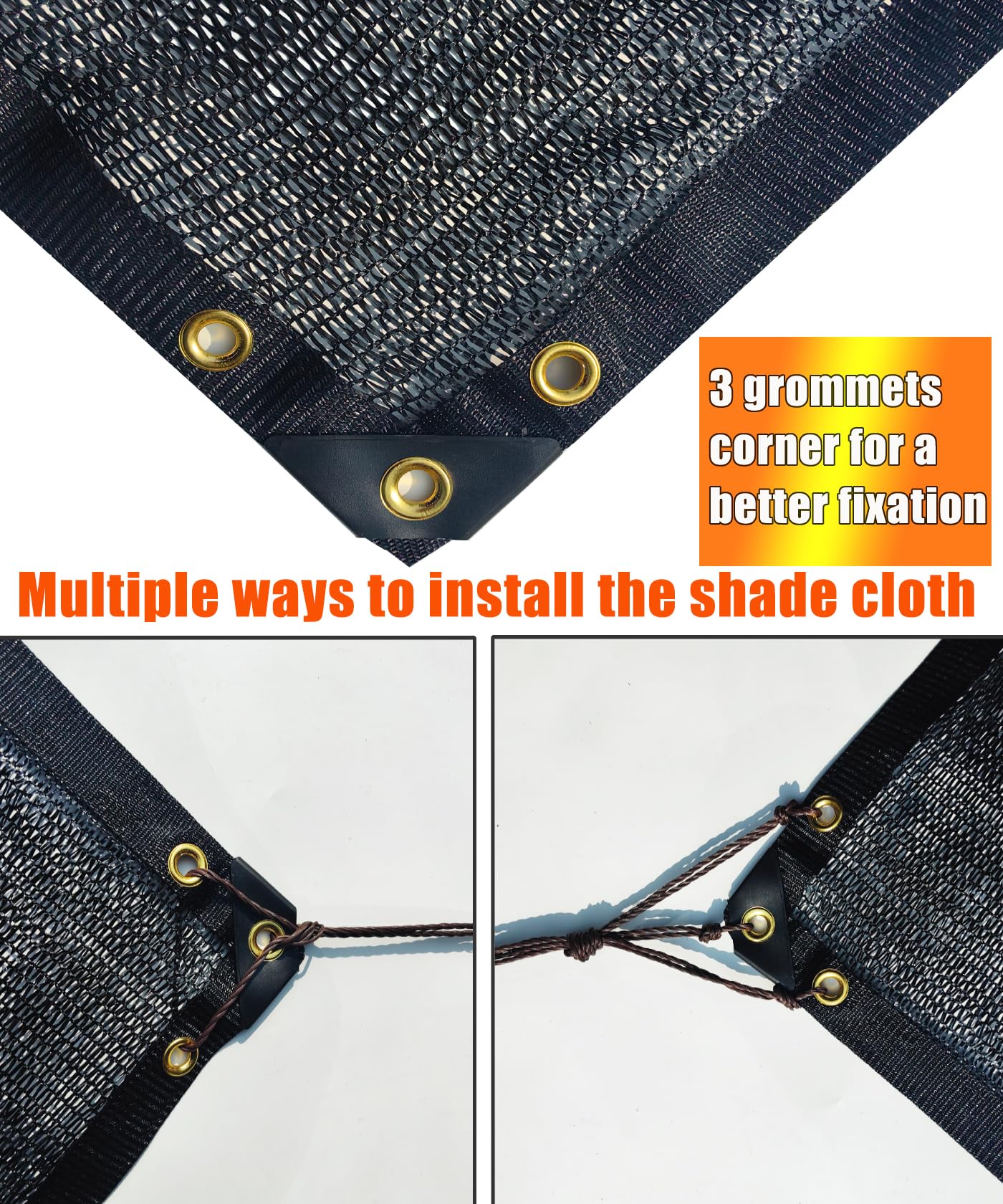 e.share easy-install double-grommet corners enable quick hanging and secure setup.
