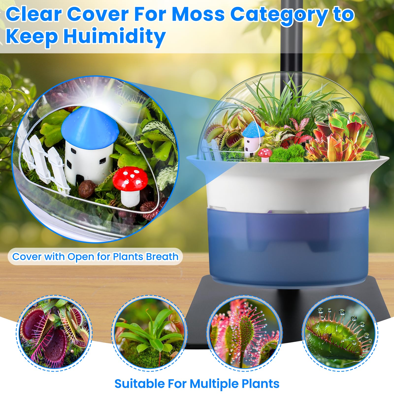 E SUPEREGROW dual-purpose planter with cotton wicks for soil or hydroponics.