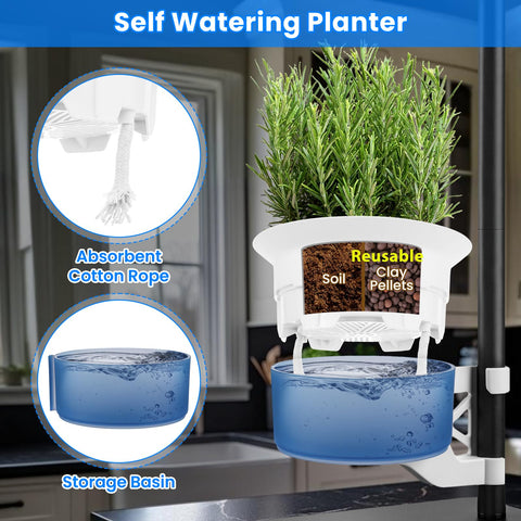 E SUPEREGROW adjustable-height stand supports vertical display and easy positioning.