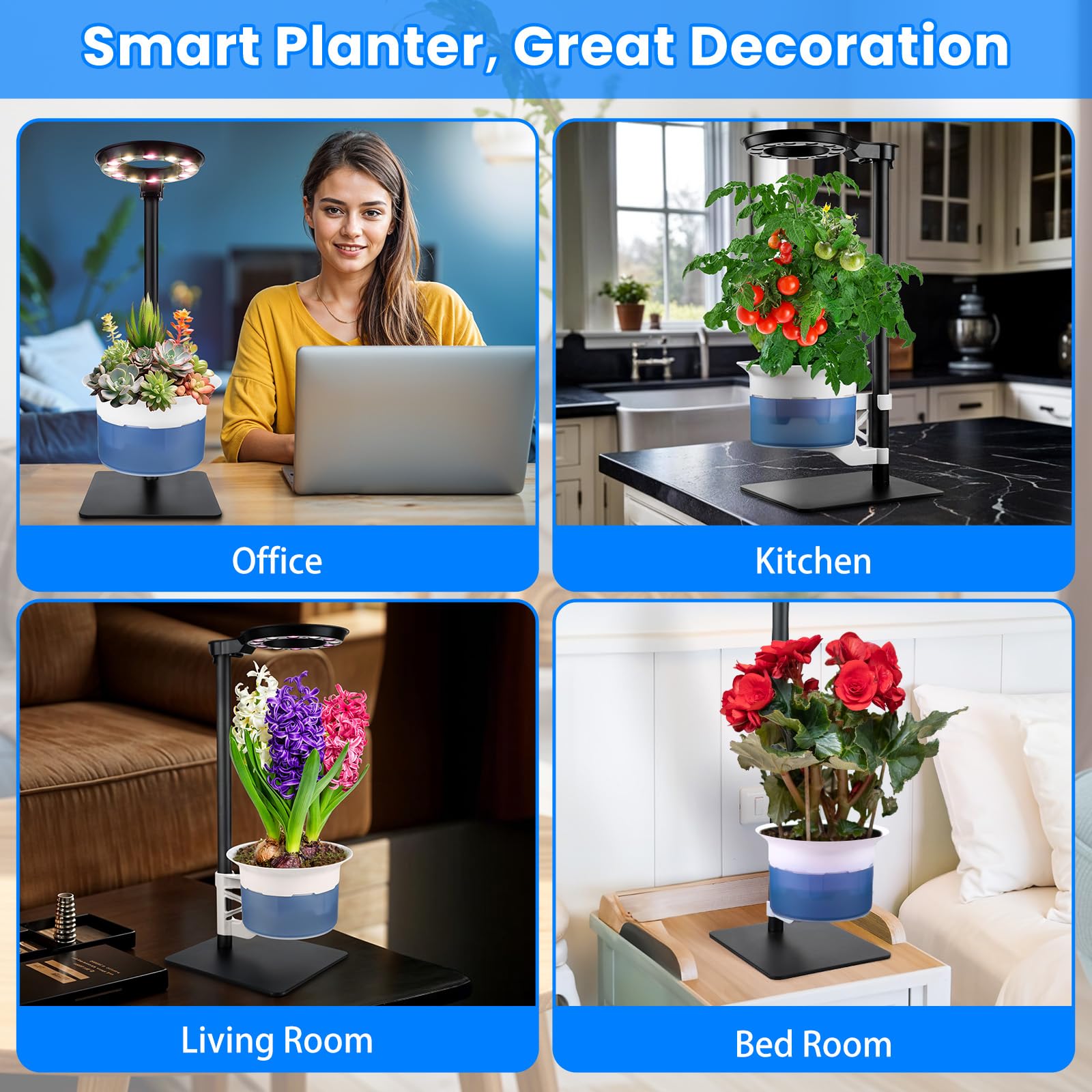 E SUPEREGROW stylish black square stand complements modern interiors.