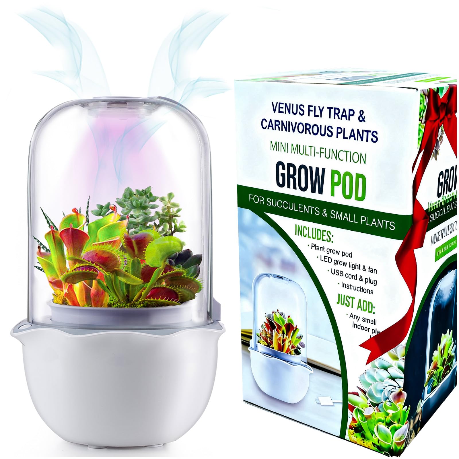 E SUPEREGROW smart Venus fly trap terrarium cover with clear view and airflow.