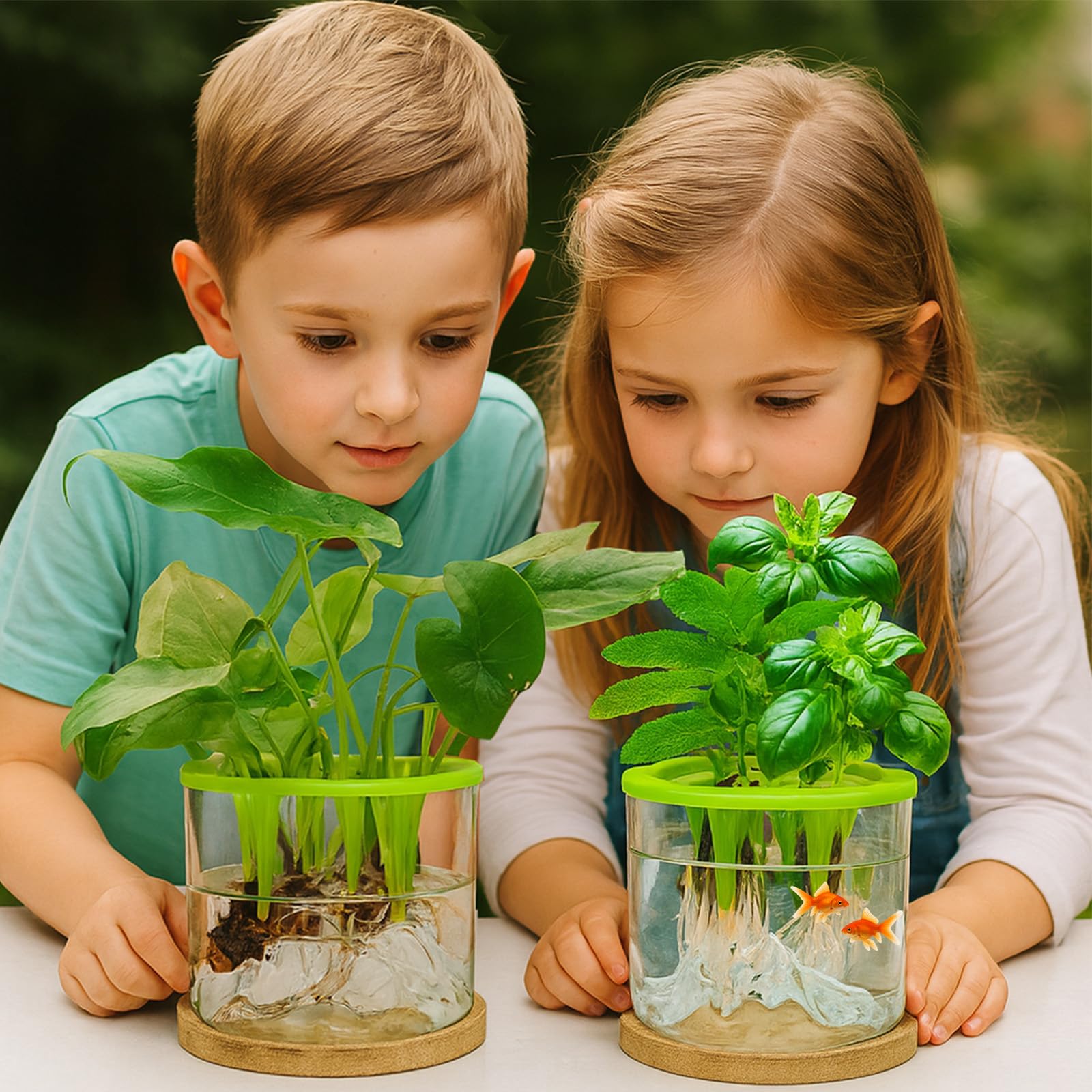 E SUPEREGROW terrarium kit with wooden base supports stylish micro-gardens.