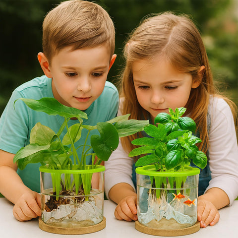E SUPEREGROW terrarium kit with wooden base supports stylish micro-gardens.