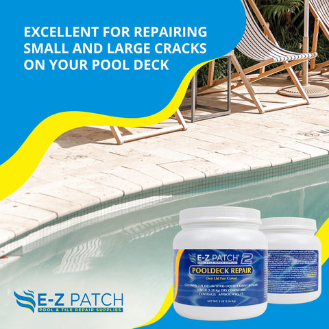 E-Z Patch 2 Sand Buff blends with colored cement for a seamless pool deck look