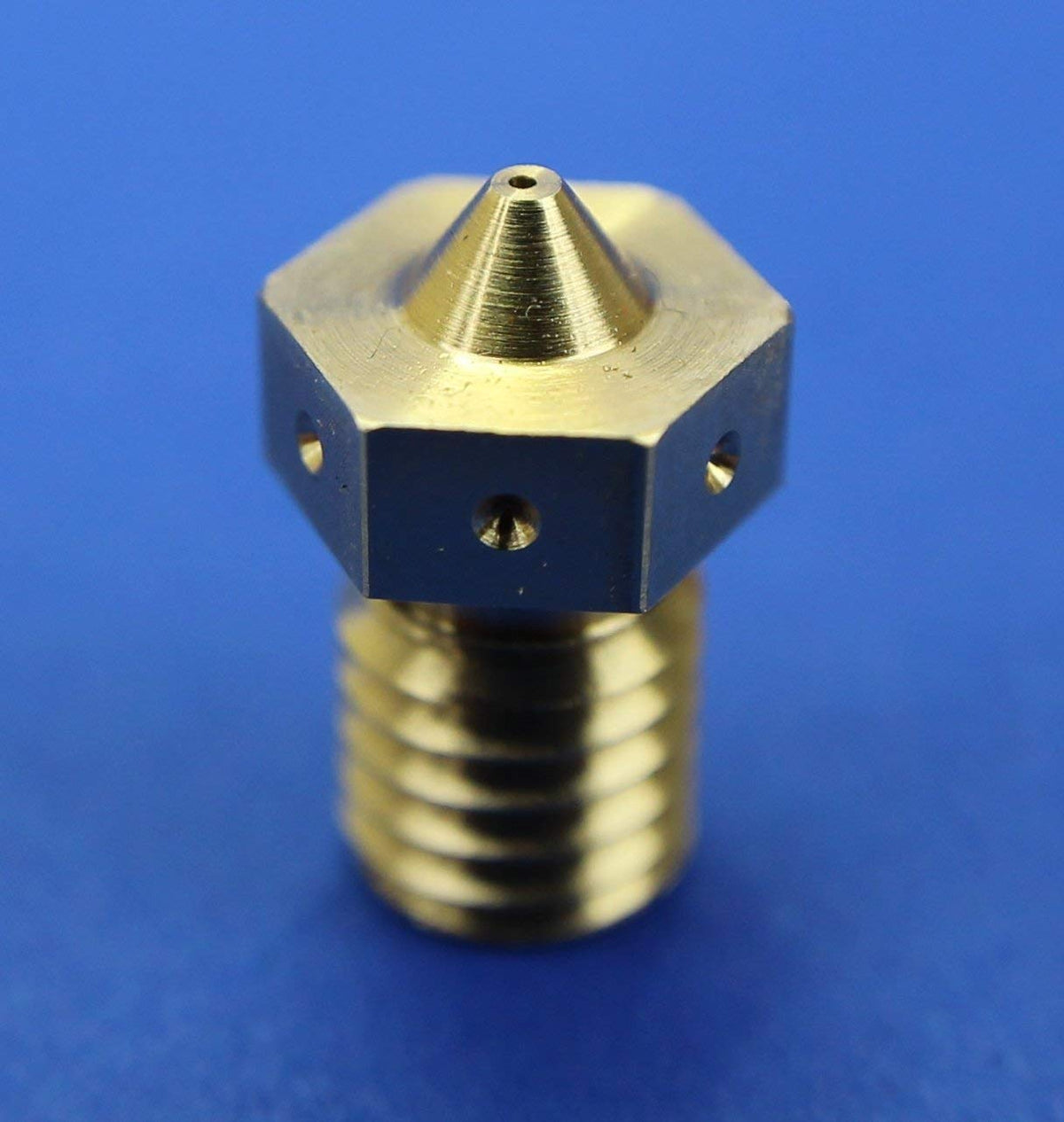 Genuine E3D V6 extra nozzle closeup for precise extrusion with 1.75 mm filament.