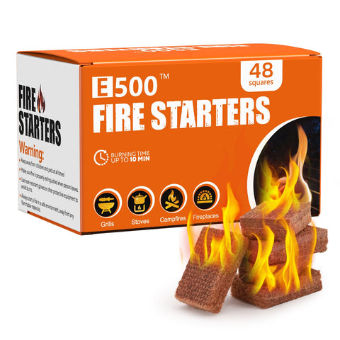 E500 fire starter 48-count box ready for outdoor fires