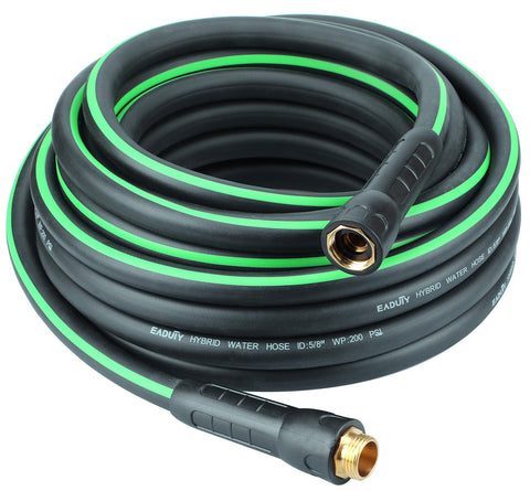 EADUTY Hybrid Garden Hose 50ft lays flat for easy watering with minimal tangling.