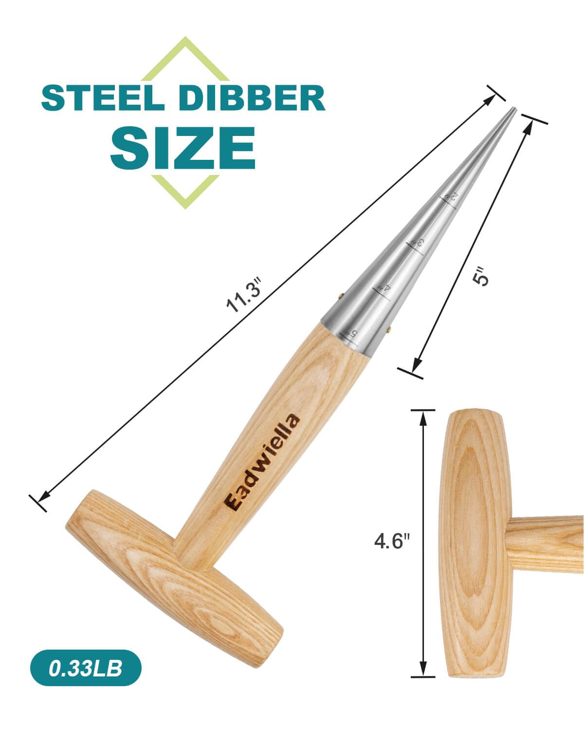 Eadwiella dibber leather loop enables hanging storage