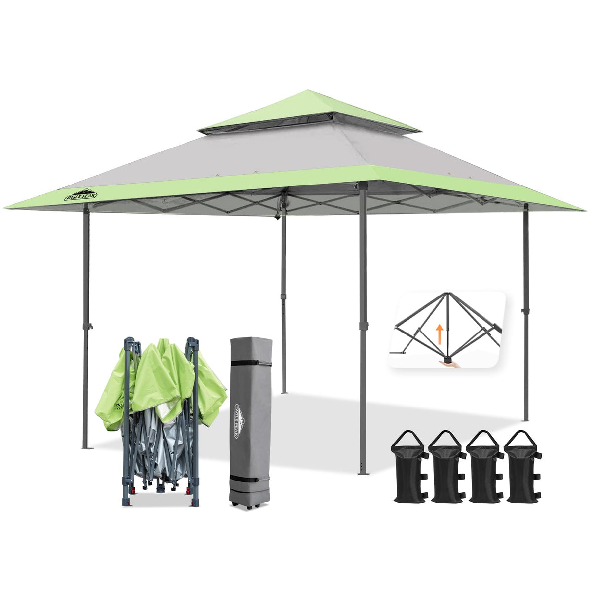 EAGLE PEAK 13x13 canopy center lock enables quick one-person setup for shade