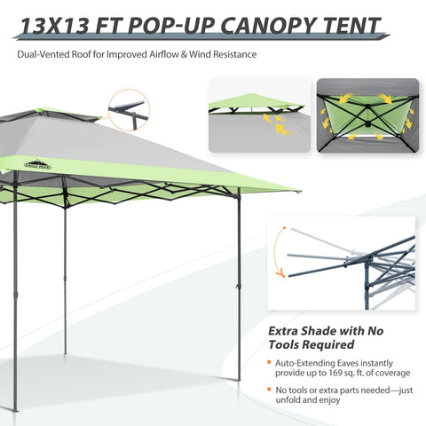 3-position telescoping legs for adjustable shade coverage
