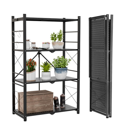 Eagle Peak 4-Tier Foldable Shelf in use for greenhouse storage