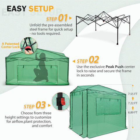EAGLE PEAK pop-up greenhouse durability and wind resistance support year-round gardening.