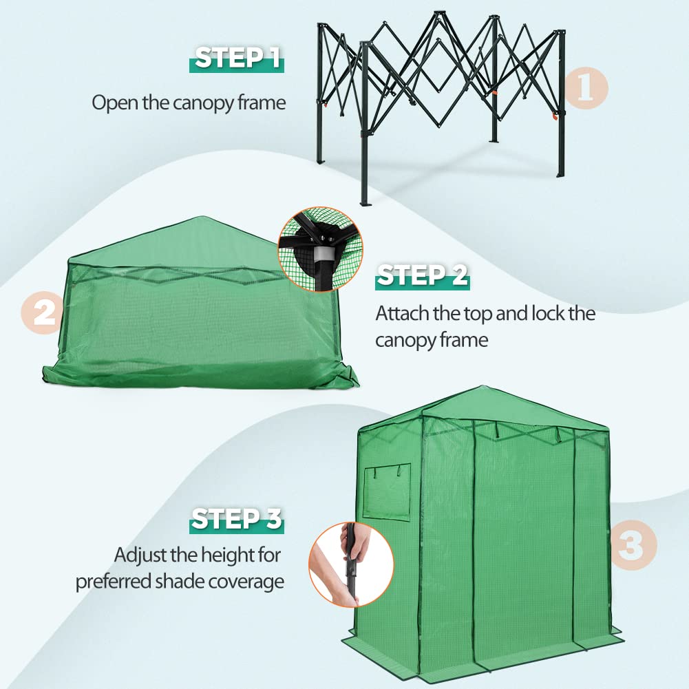 EAGLE PEAK Pop-Up Greenhouse side with doors open for airflow