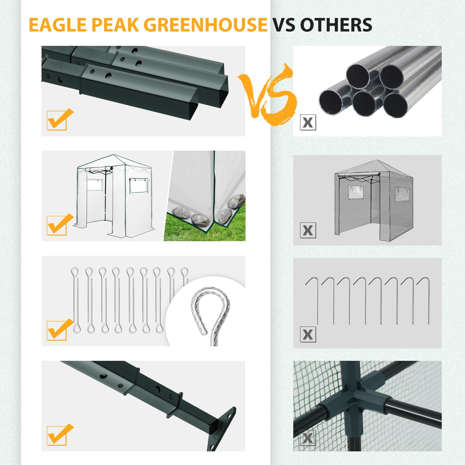 Eagle Peak powder-coated frame resists rust for long-lasting outdoor use.