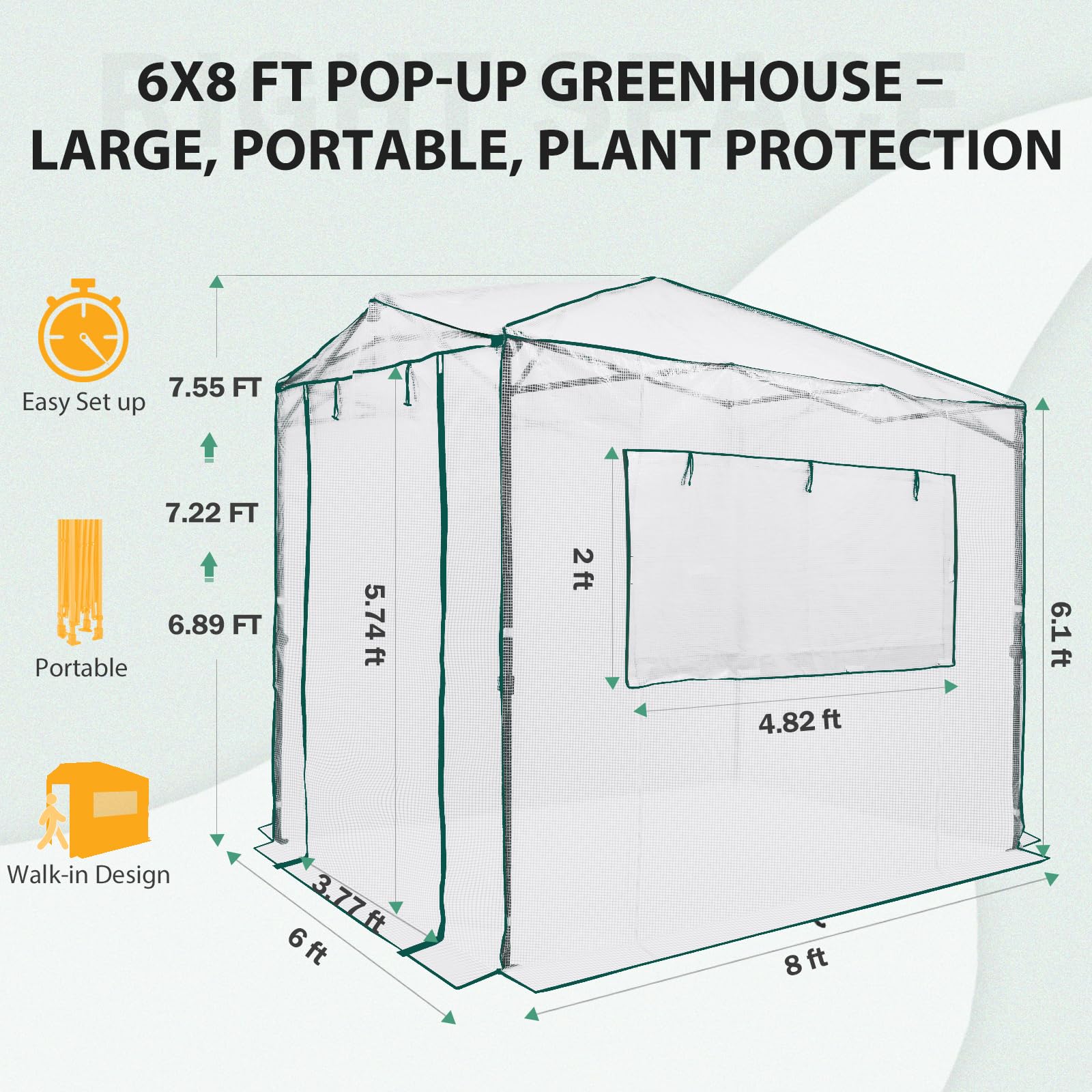 Eagle Peak walk-in 8x6 greenhouse spacious design