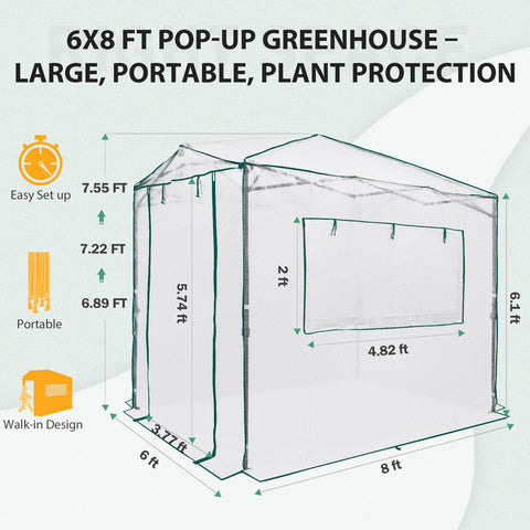 Eagle Peak walk-in 8x6 greenhouse spacious design