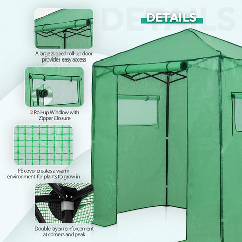 EAGLE PEAK Walk-In Greenhouse entry offers ample tending space