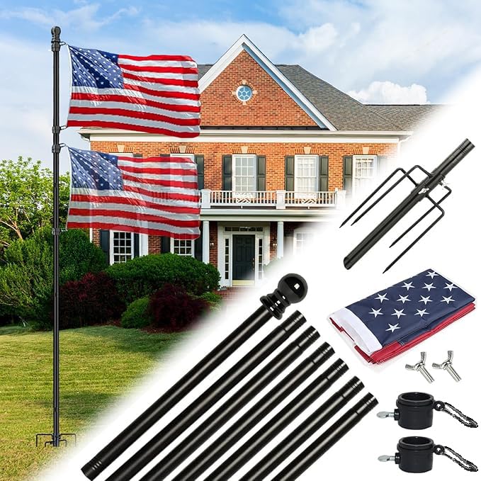 Eagle Top flag pole base assembly showing sturdy five-prong stability for outdoor displays