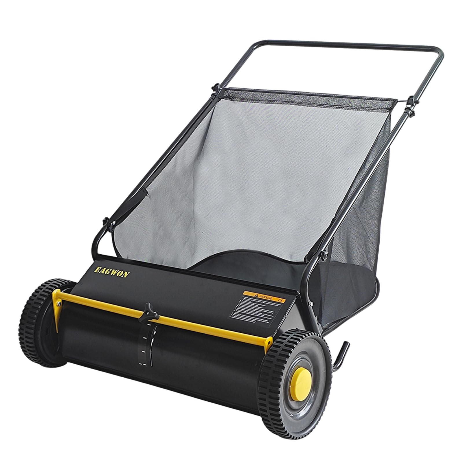 EAGWON Push Lawn Sweeper with 26-inch-wide sweep for fast cleanup.