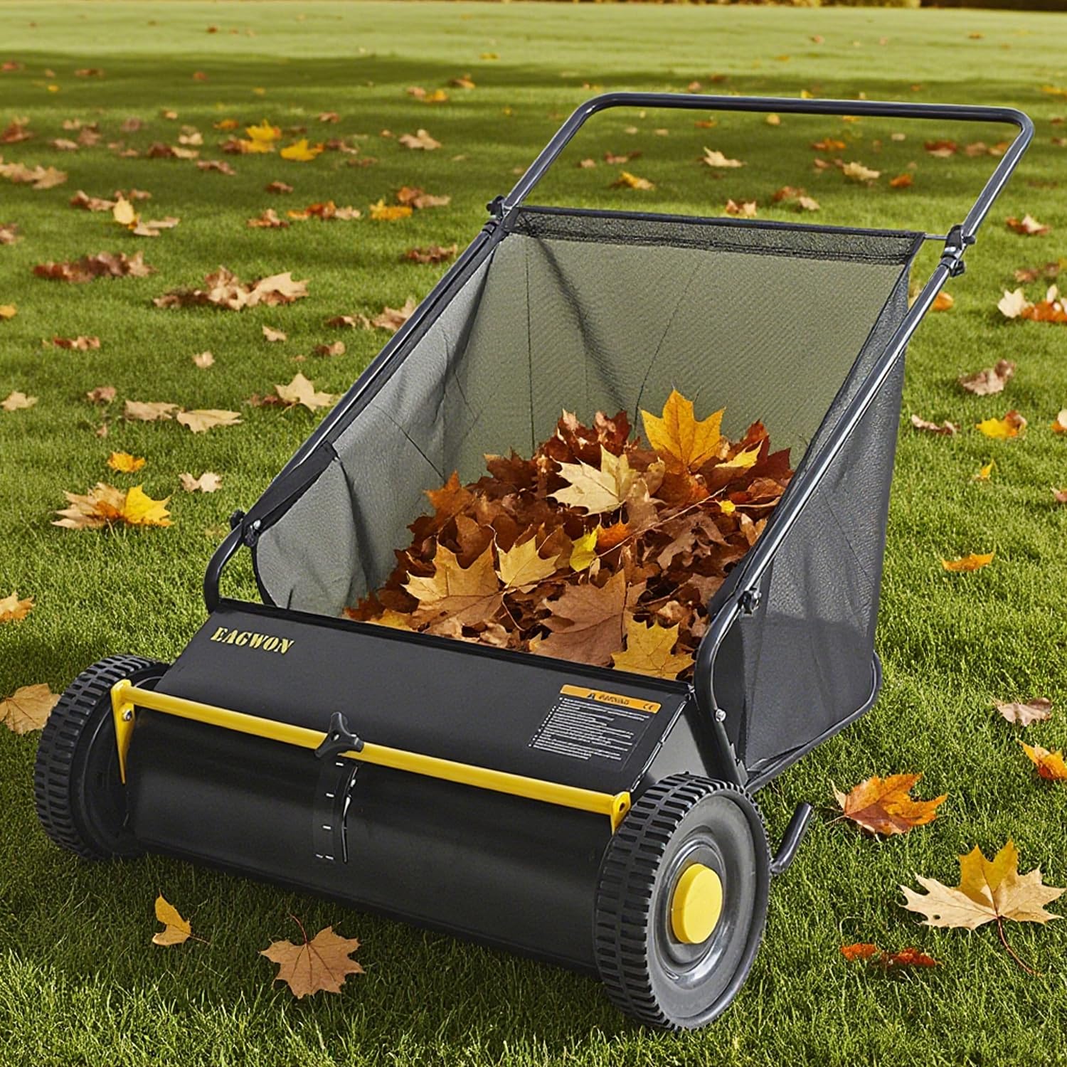 EAGWON rubber wheels glide smoothly over lawns.