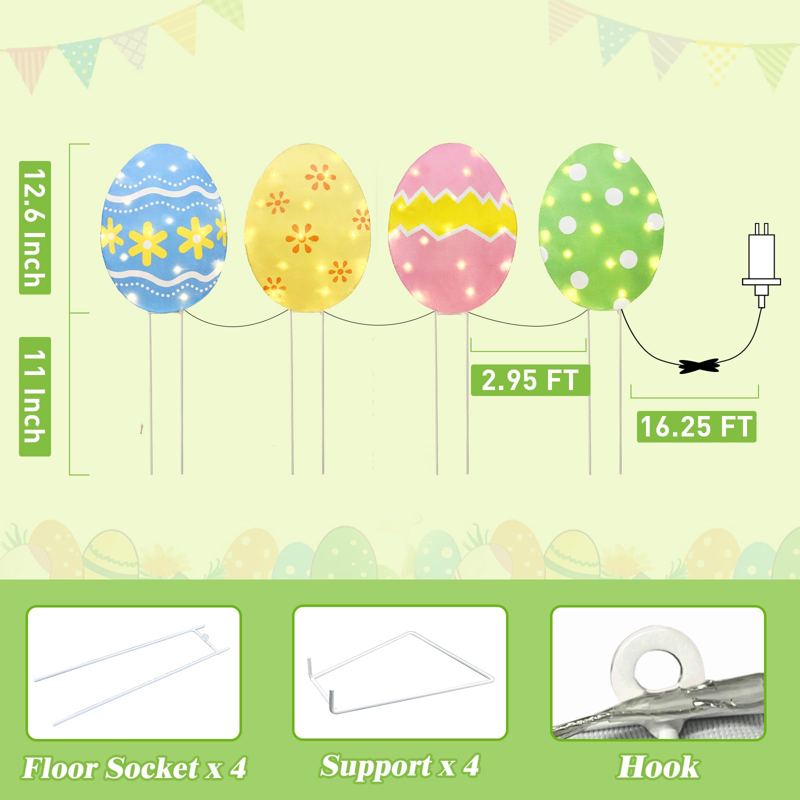 EAMBRITE Easter egg lights suitable for pathway and yard accents