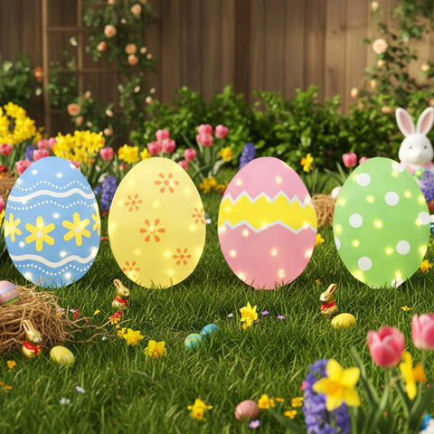 EAMBRITE Easter egg lights with adjustable spacing cords simplify placement