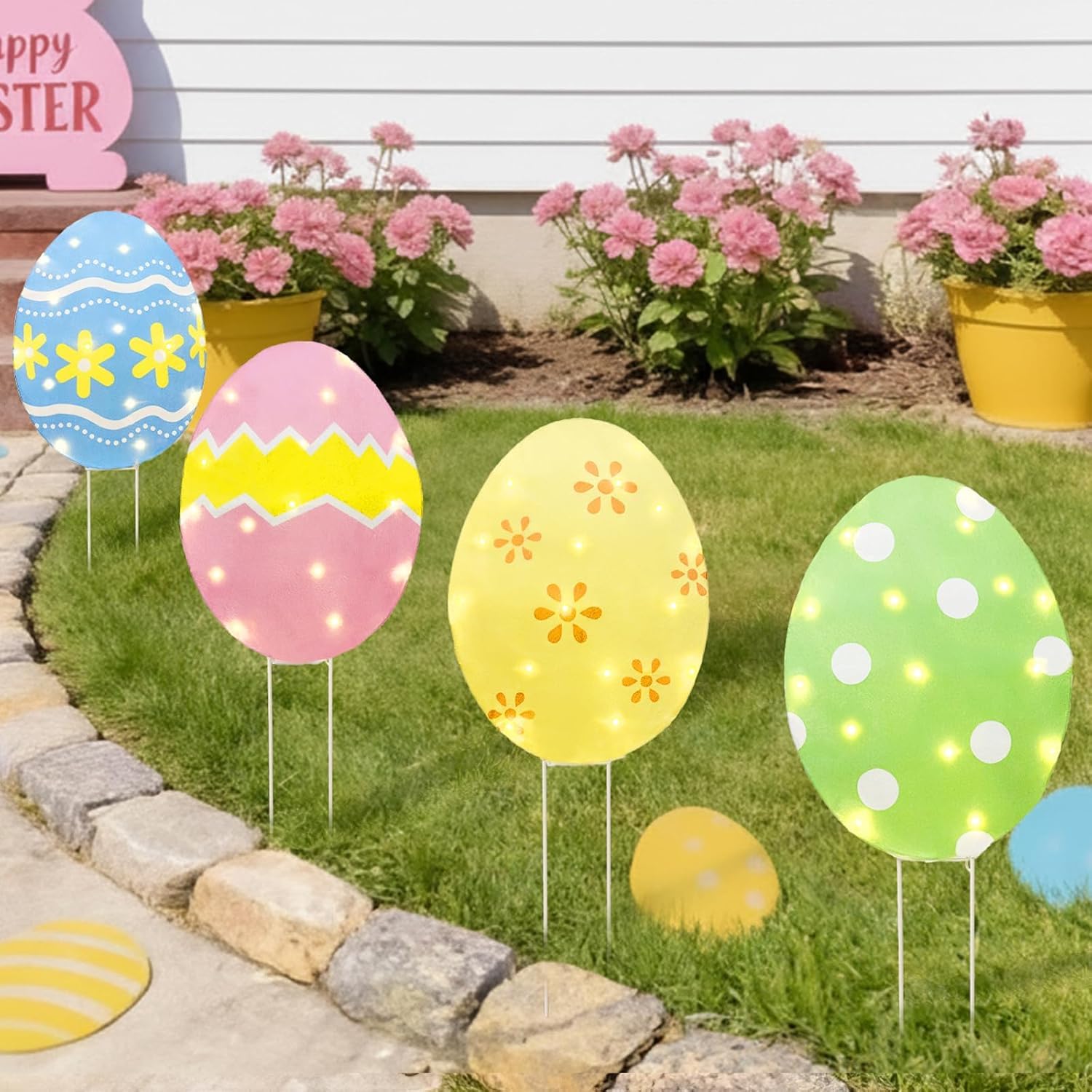 EAMBRITE Easter egg lights are ideal for yard, window, and garden decor