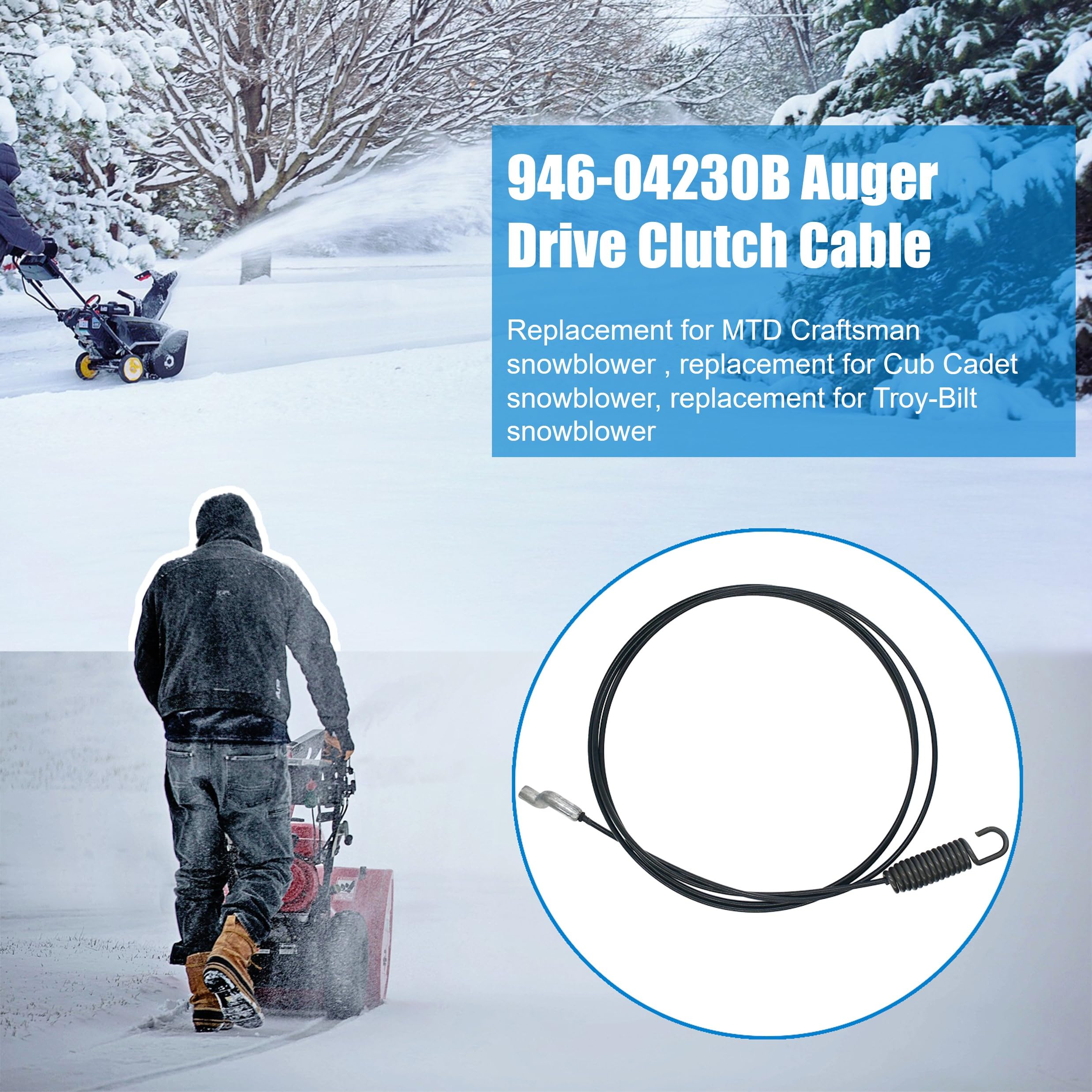 Eamonhigh compatible auger cables for MTD, Troy-Bilt and Cub Cadet snow blowers.