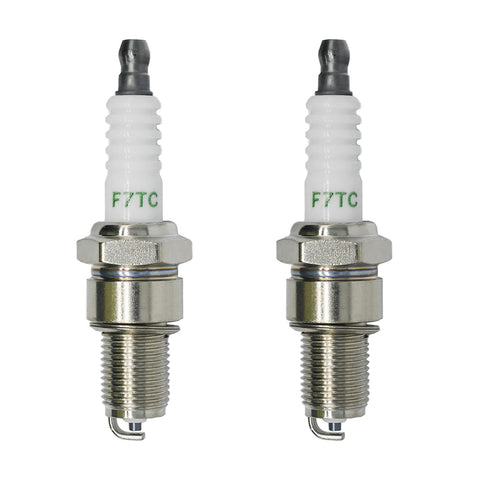 Eamonhigh F7TC spark plug closeup for reliable ignition in 4-stroke engines.