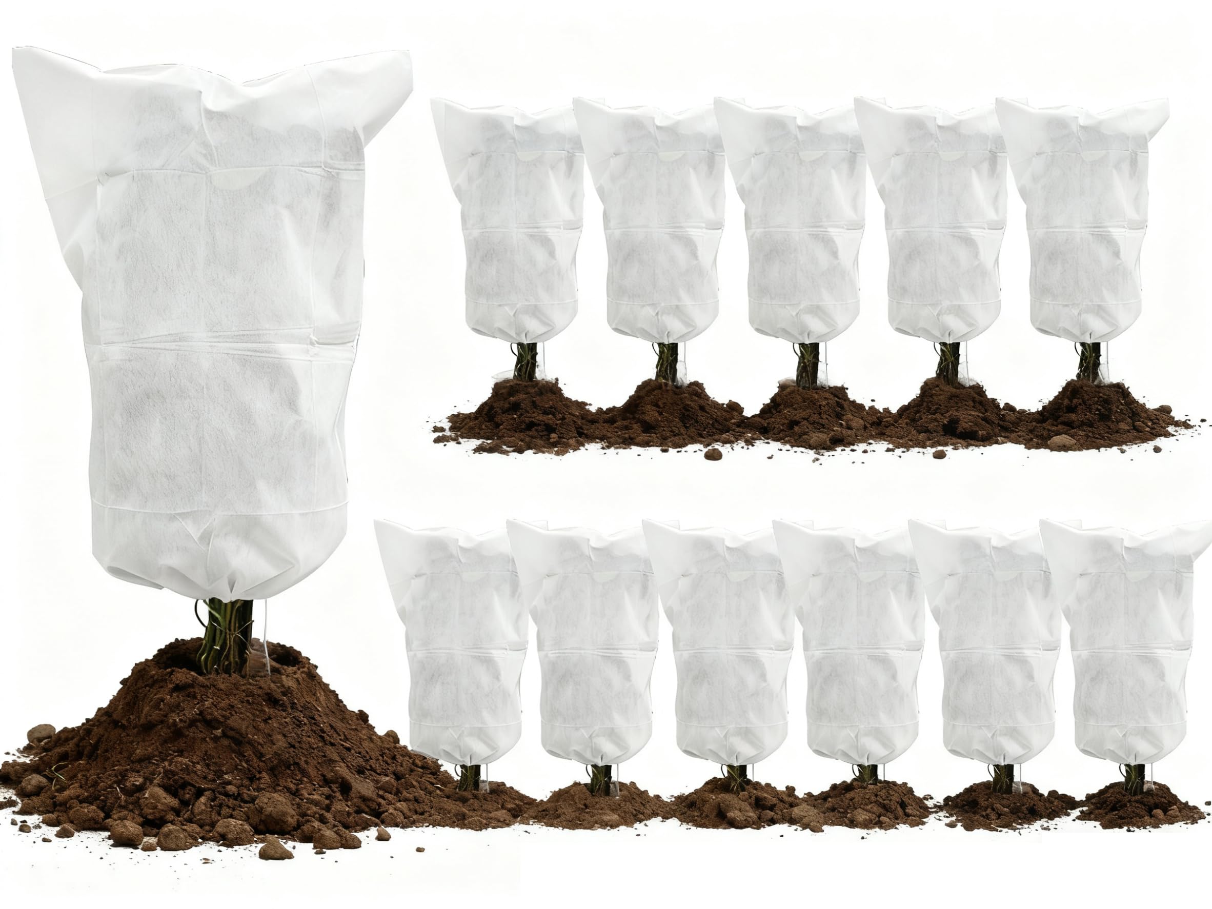EAONE 12-pack plant covers shield outdoor plants from frost with breathable protection.