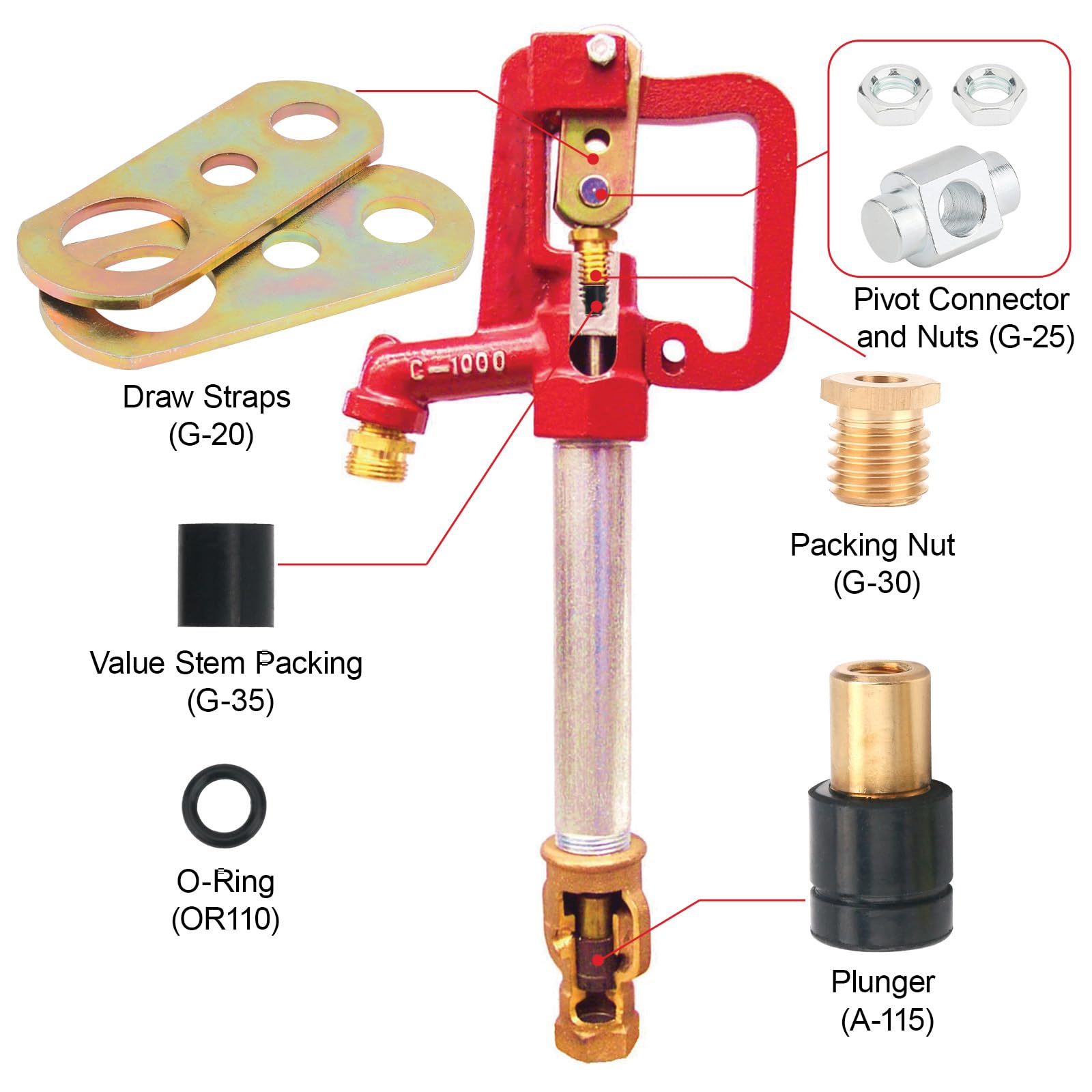 EAORBD C-1000 packing nut compatible with Merrill hydrants for secure sealing
